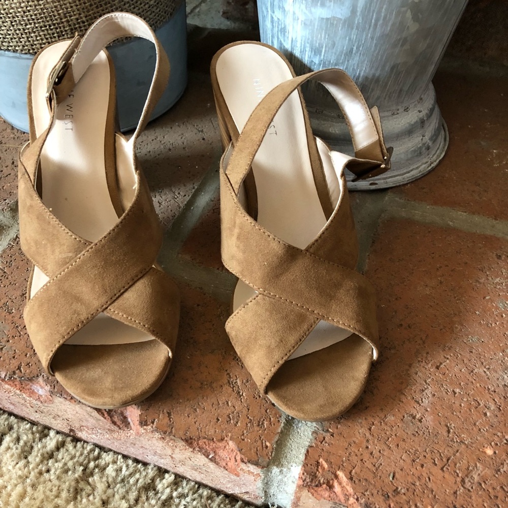 Nine West stacked heel open toe sandals